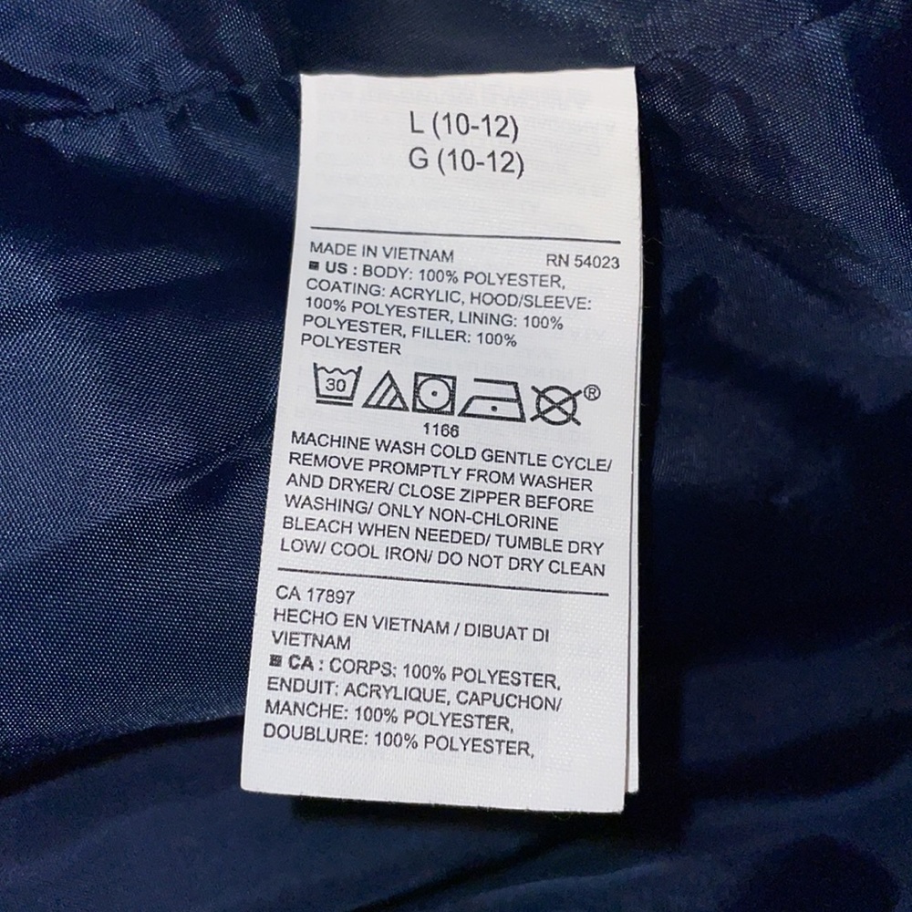 Old Navy Youth Lightweight Blue & Black Hooded Hybrid Jacket 10/12 - Picture 8 of 8